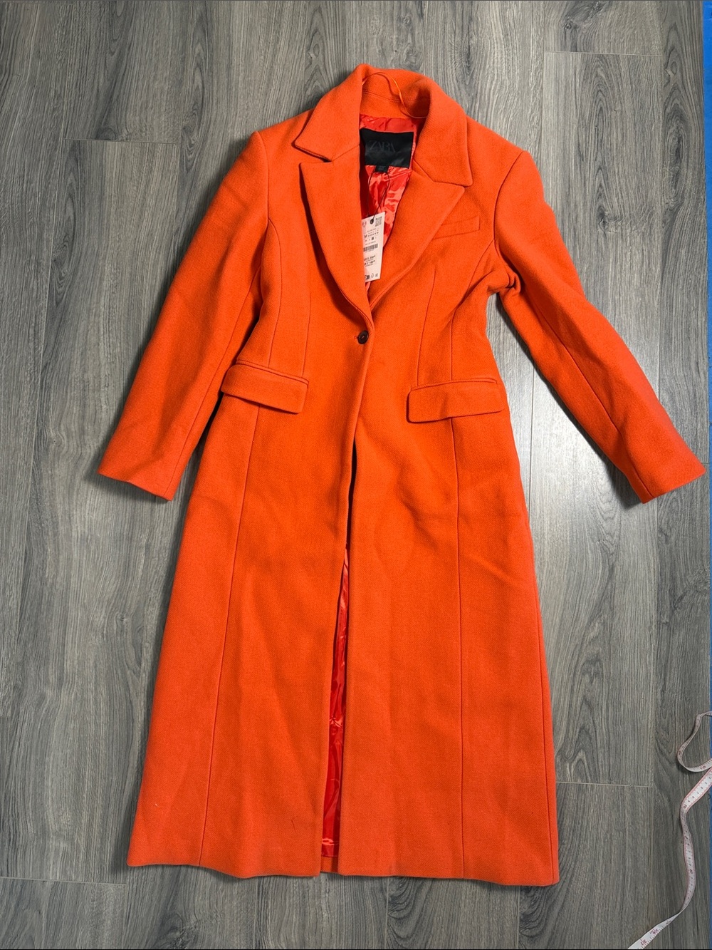 Zara Vibrant Orange Wool  Long Trench Coat